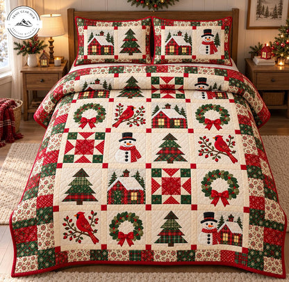 Cozy Christmas Patchwork Quilted Bedding Set TG250