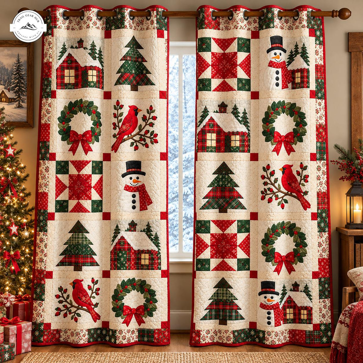 Cozy Christmas Patchwork Quilted Curtains TG250QLTCT