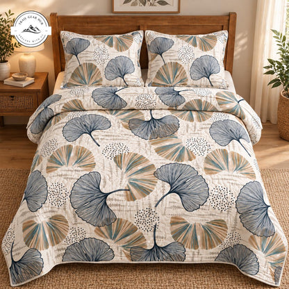 Boho Ginkgo Leaf Quilted Bedding Set TG257