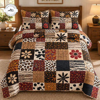 Rustic Floral Patchwork Quilted Bedding Set TG258