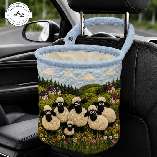 Cute Sheep Quilted Car Trash Bin TG15