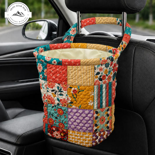 Floral Patchwork Quilted Car Trash Bin TG19
