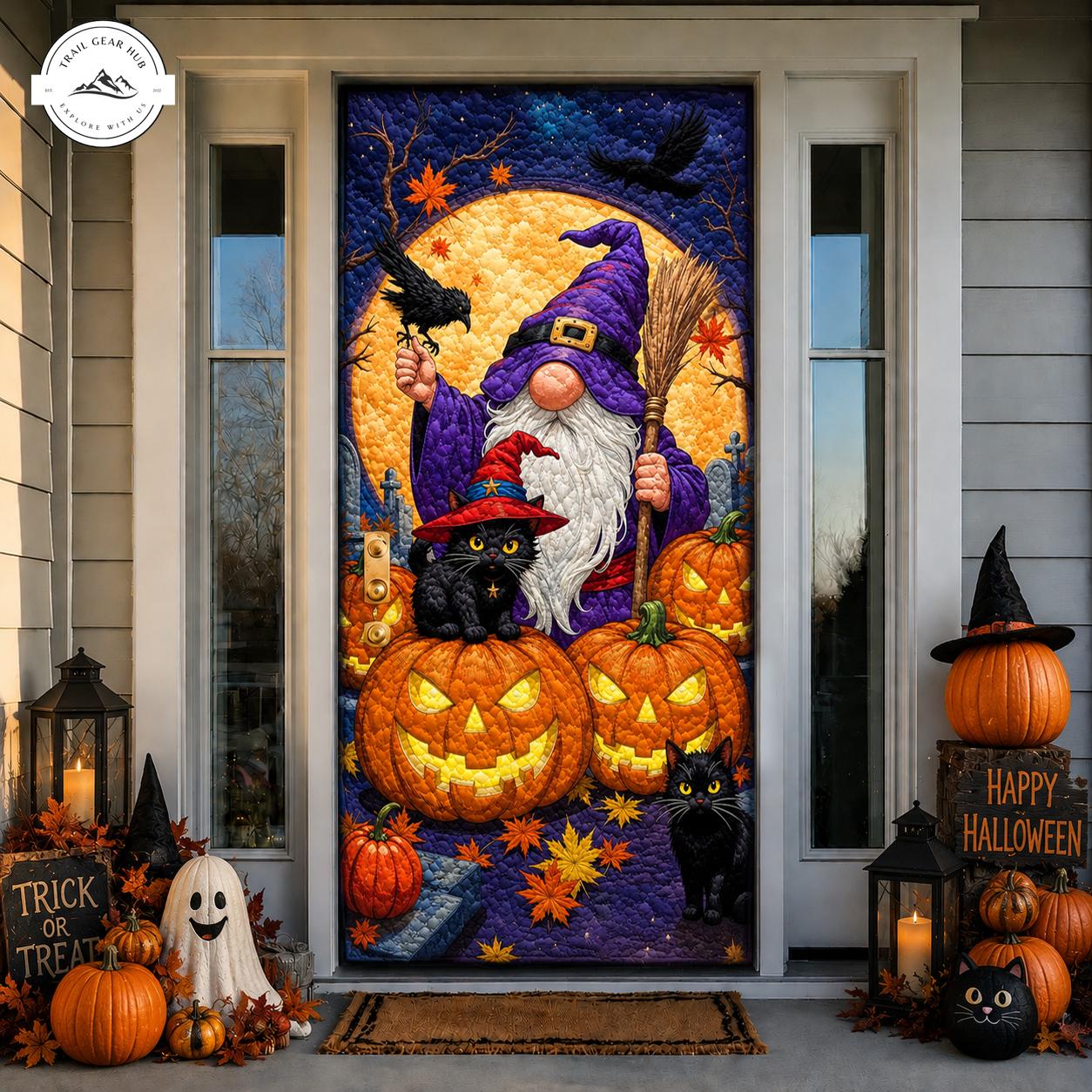 Purple Wizard Gnome Quilted Door Cover TG12