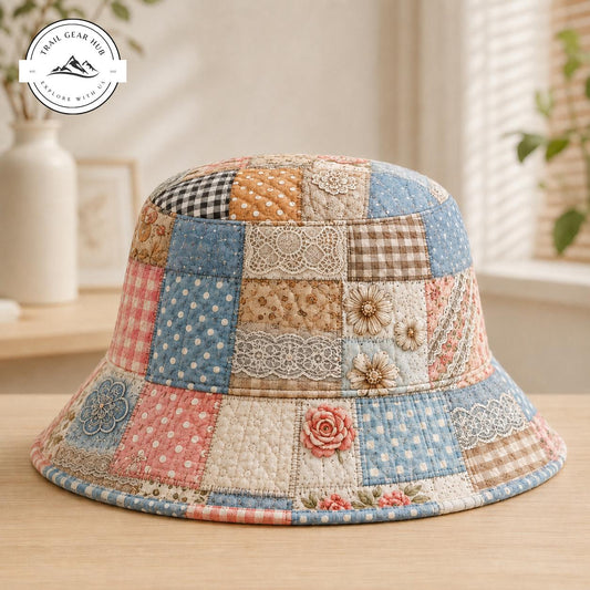 Boho Cottagecore Quilted Fishing Hat TG14