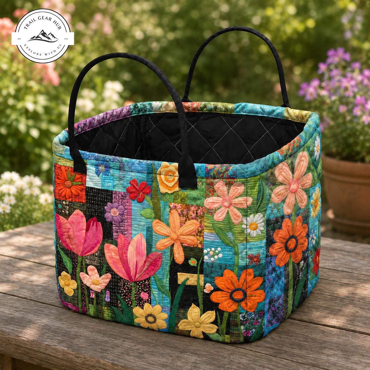 Colorful Flower Quilted Storage Basket TG35