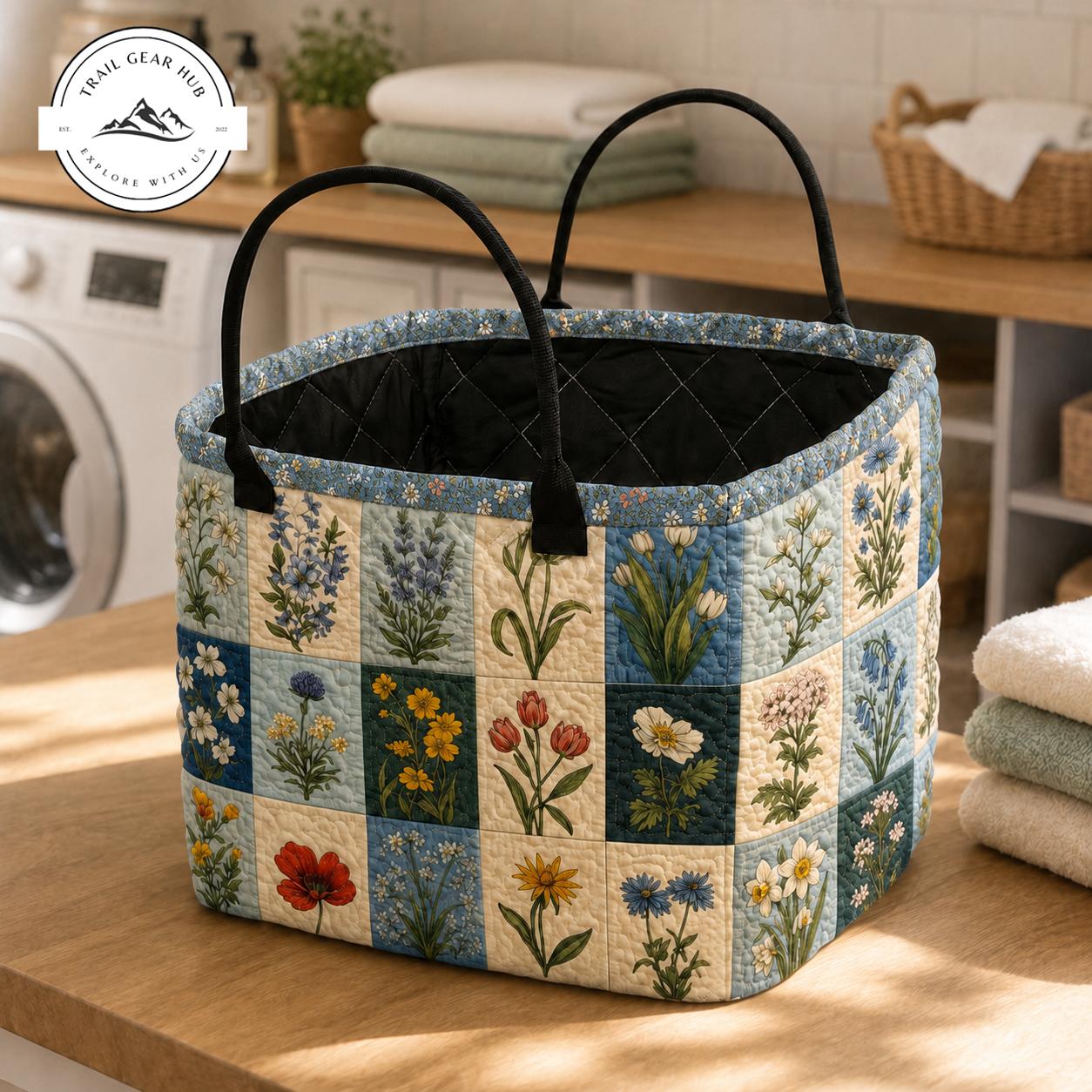 Patchwork Floral Quilted Storage Basket TG48