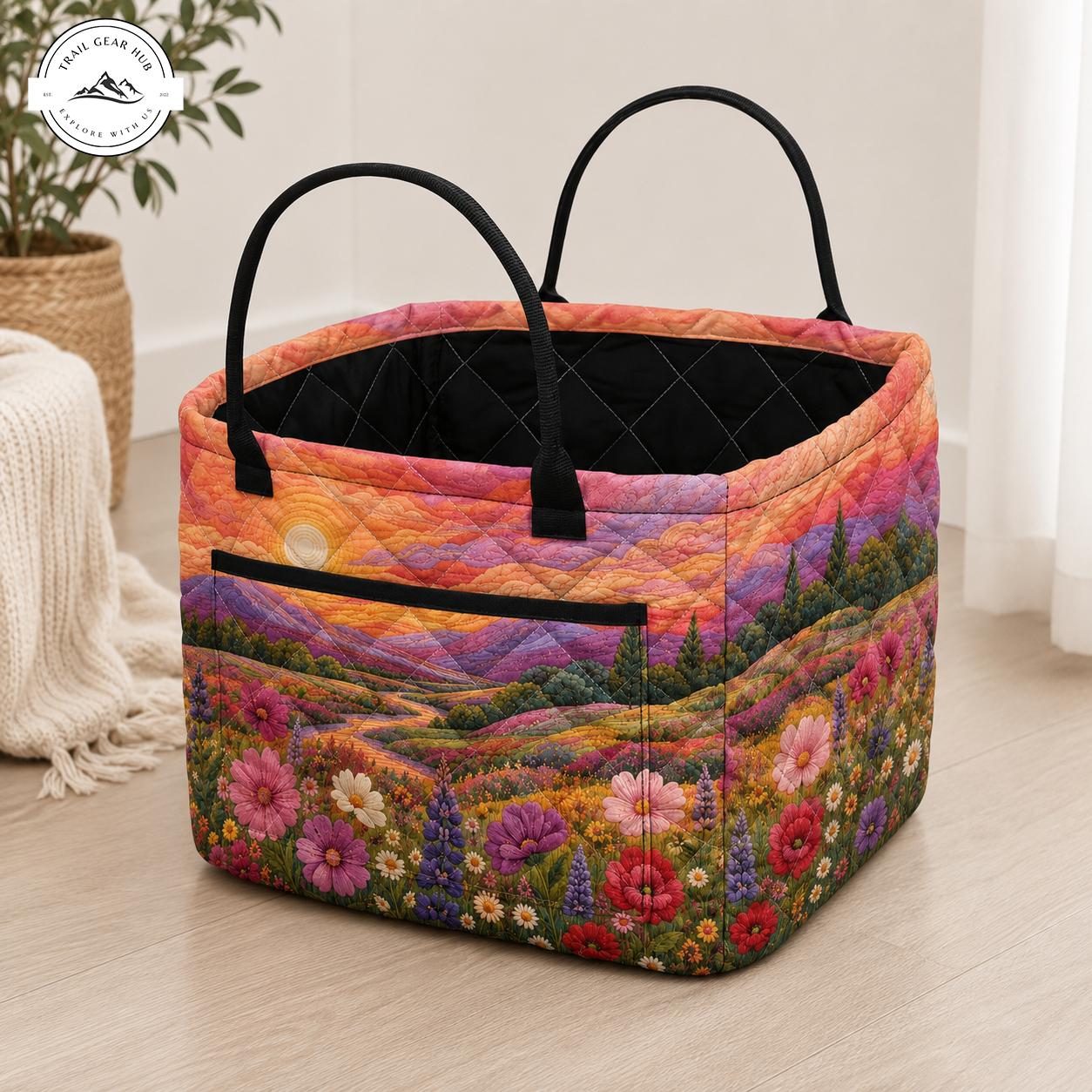 Landscape Floral Quilted Storage Basket TG52