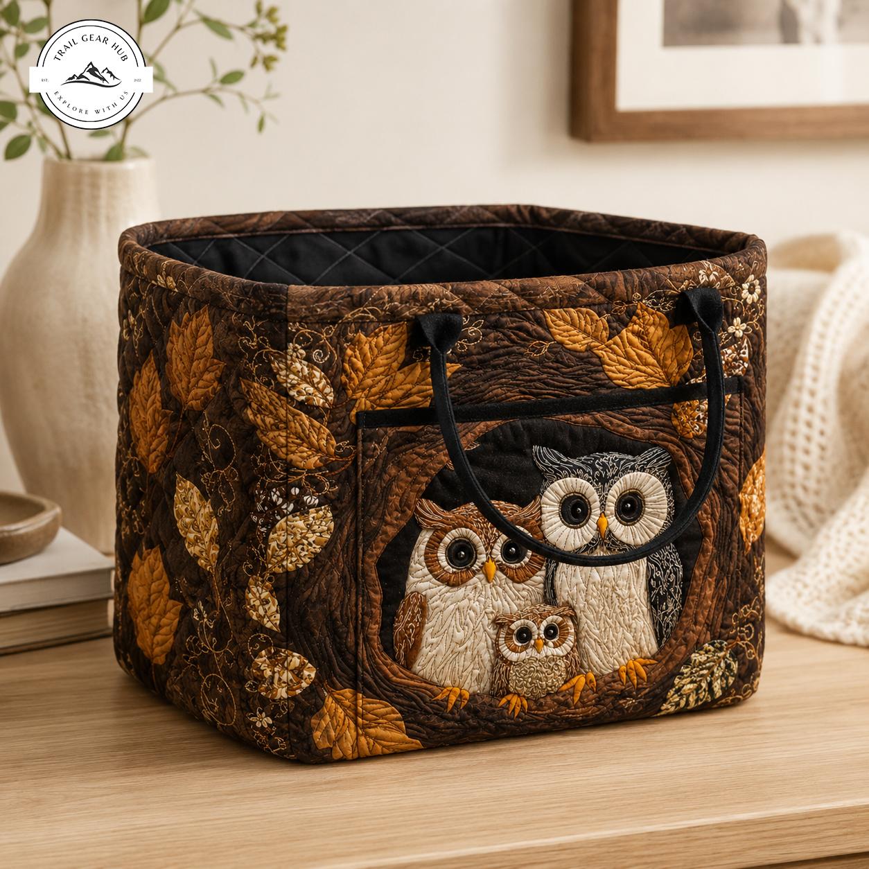 Owl Family Quilted Storage Basket TG53