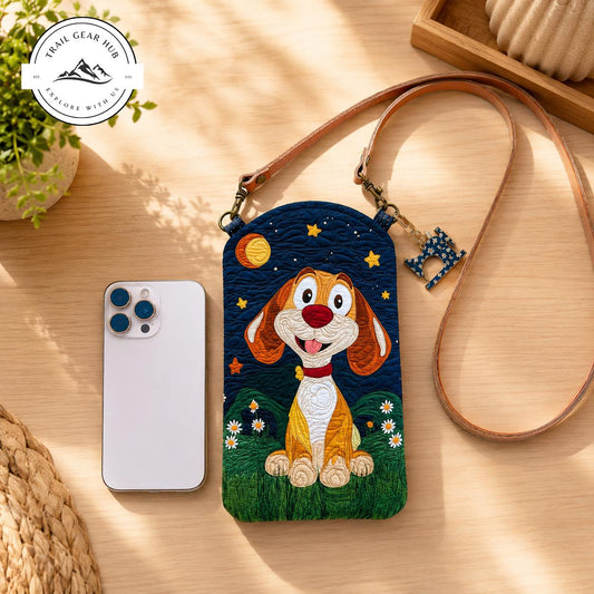 Cute Puppy Quilted Slim Phone Crossbody Bag TG09