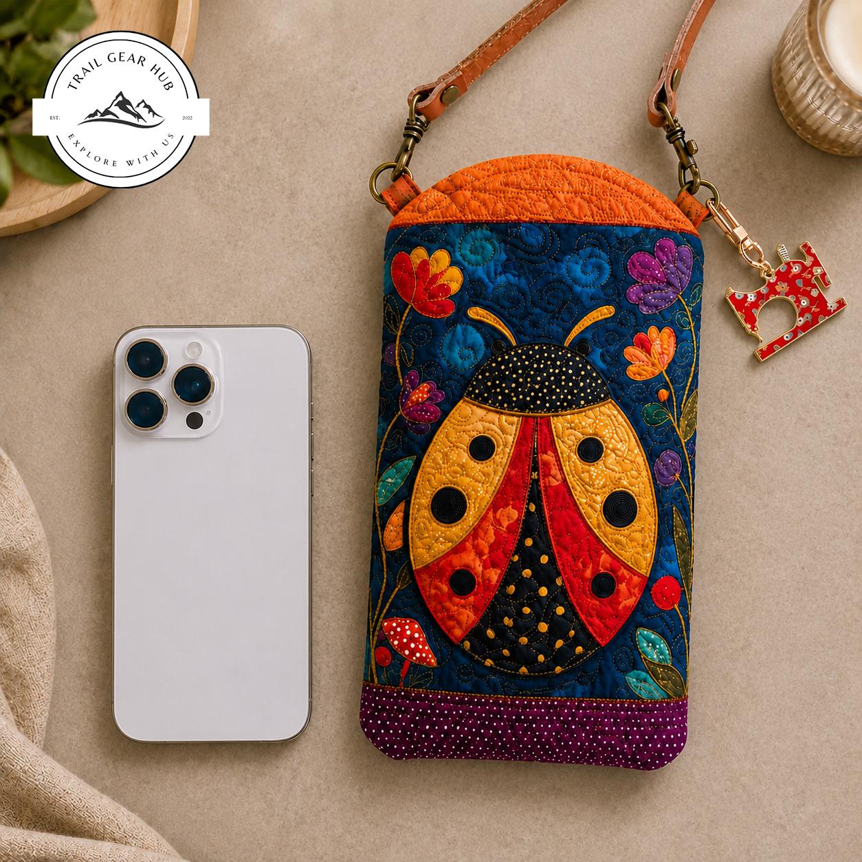 Boho Ladybug Quilted Slim Phone Crossbody Bag TG10