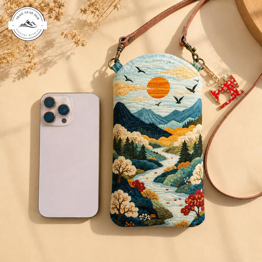 Mountain Landscape Quilted Slim Phone Crossbody Bag TG11