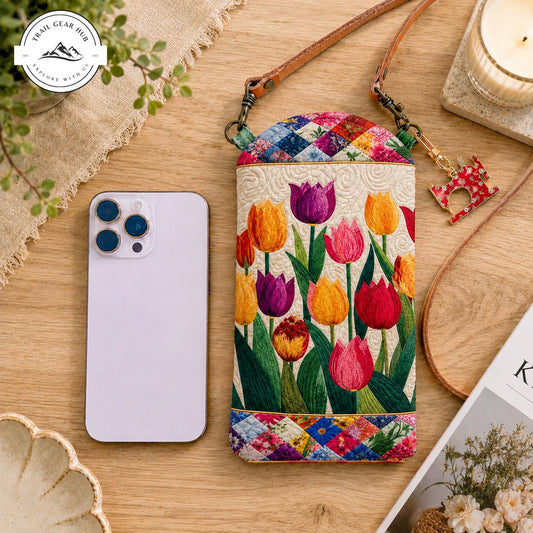 Tulip Garden Quilted Slim Phone Crossbody Bag TG12