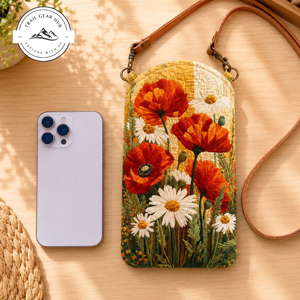 Poppy and Daisy Quilted Slim Phone Crossbody Bag TG20