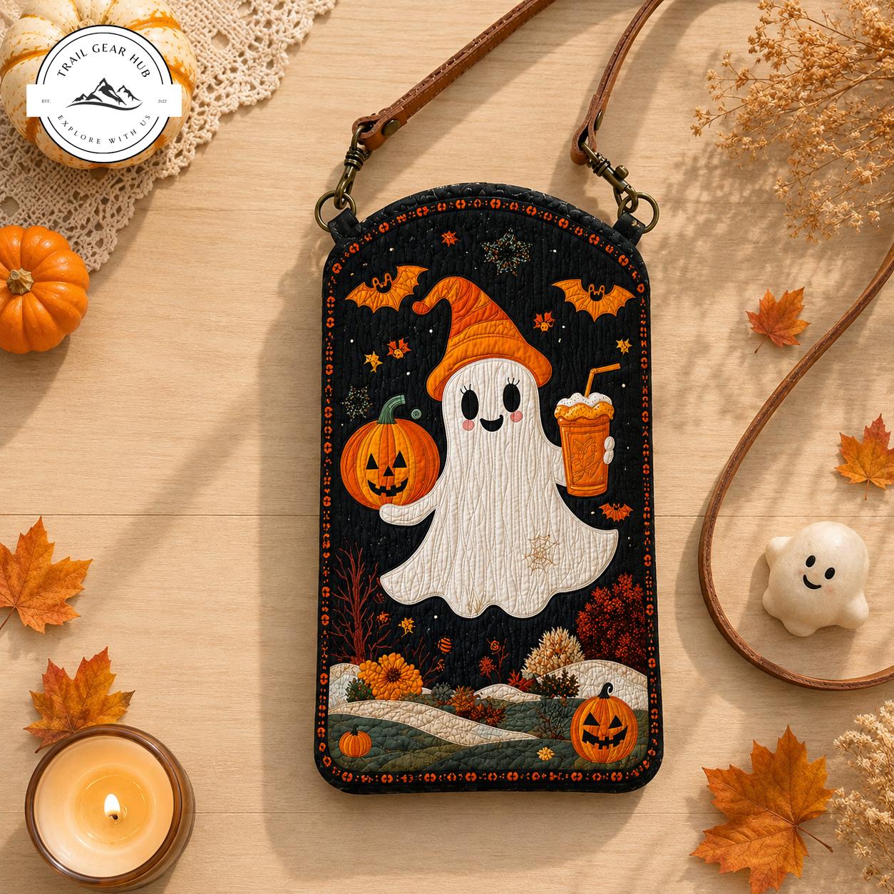 Cute Ghost Quilted Slim Phone Crossbody Bag TG35