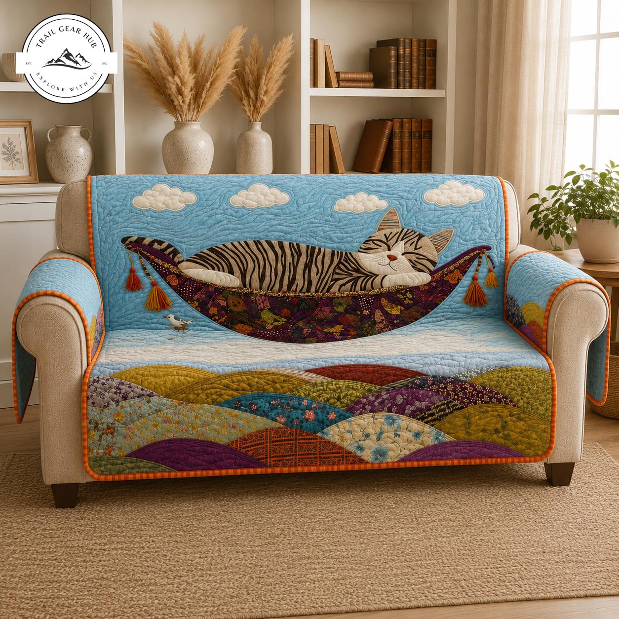 Sleeping Cat in Hammock Quilted Seat Sofa TG18