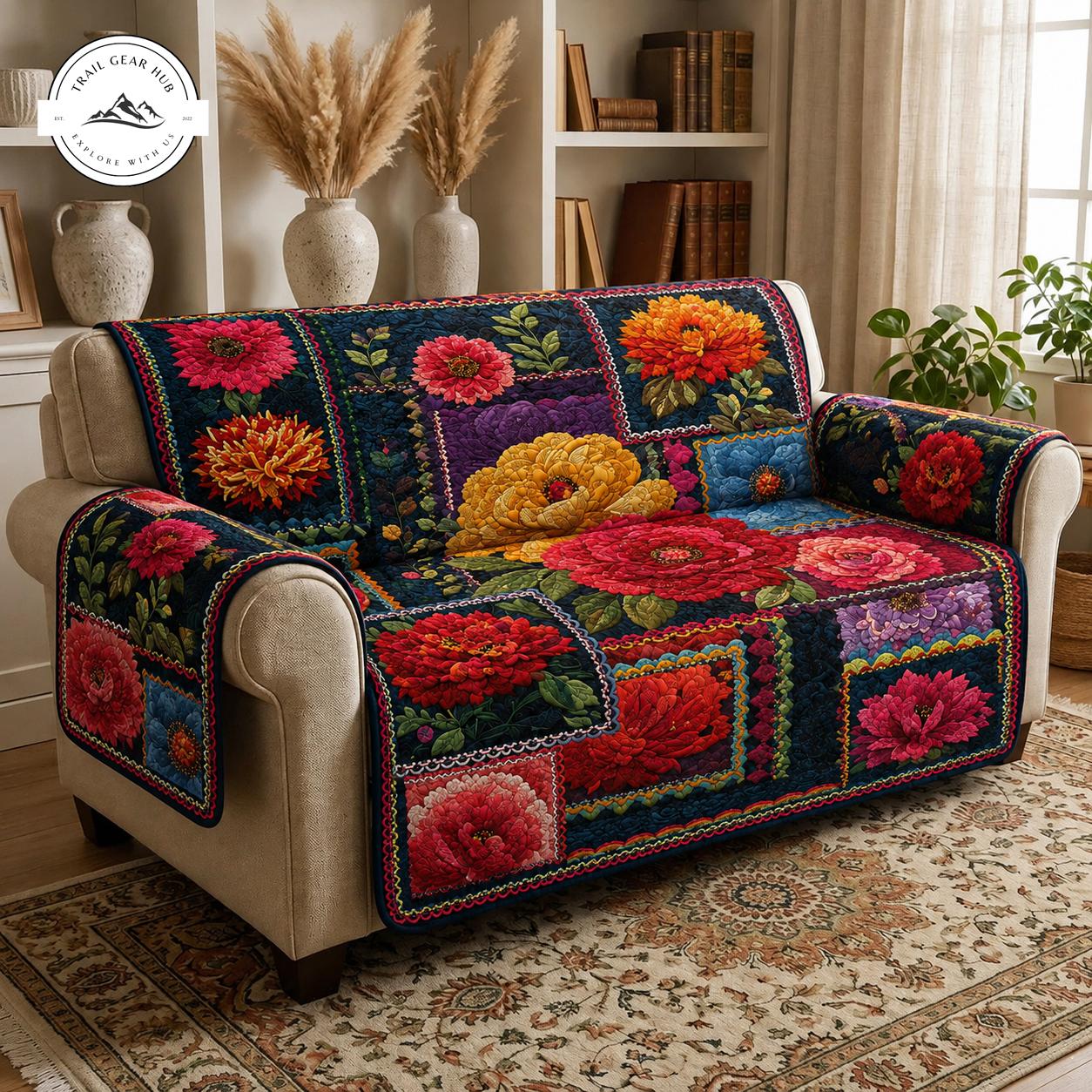 Boho Floral Quilted Seat Sofa TG19