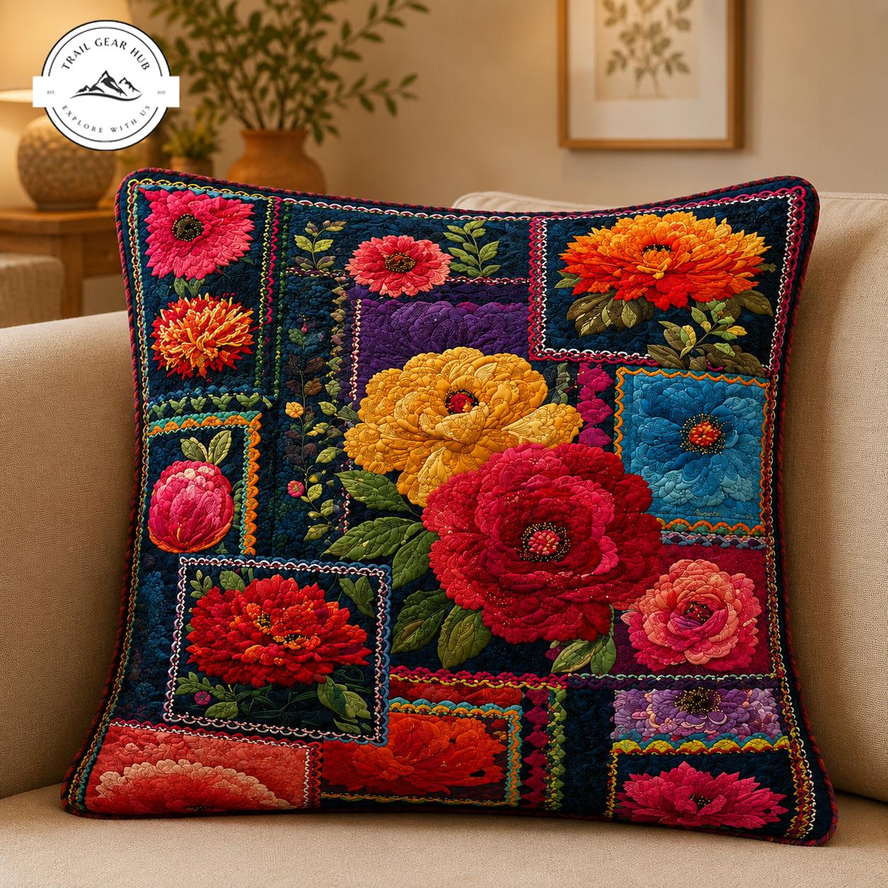 Boho Floral Quilted Pillow Cover TG19QLTPLC