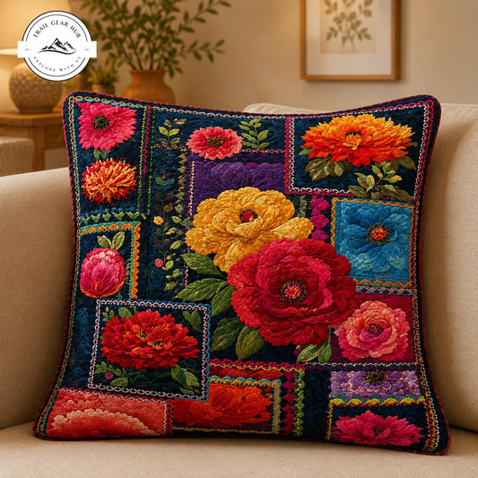 Boho Floral Quilted Pillow Cover TG19QLTPLC