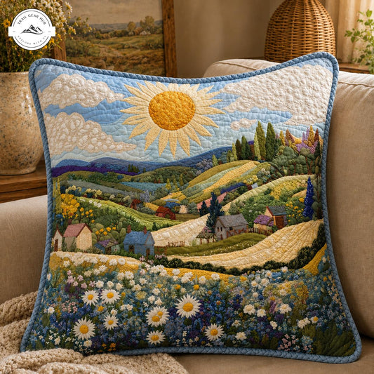 Daisy Flower Landscape Quilted Pillow Cover TG26QLTPLC