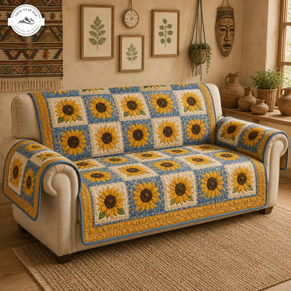 Rustic Sunflower Quilted Seat Sofa TG27