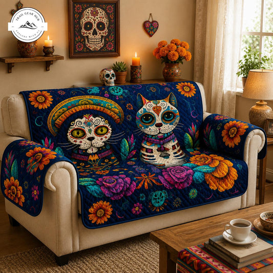 Dia De Los Muertos Cat Quilted Seat Sofa  TG31