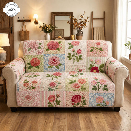 Vintage Rose Patchwork Quilted Seat Sofa TG43