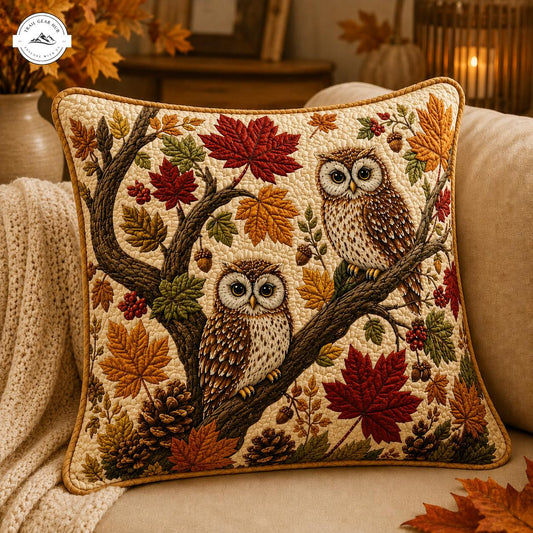 Autumn Owl Quilted Pillow Cover TG58QLTPLC