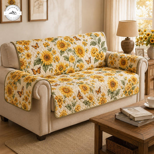 Sunflower & Butterfly Floral Quilted Seat Sofa TG67