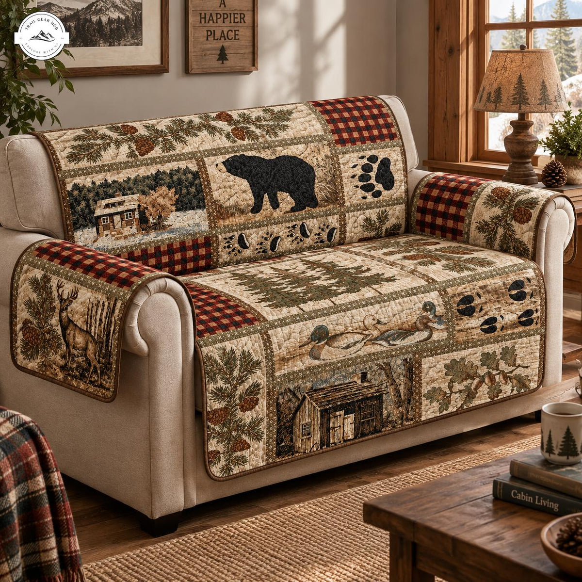 Wildlife & Forest Patchwork Quilted Seat Sofa TG84