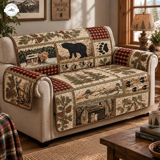 Wildlife & Forest Patchwork Quilted Seat Sofa TG84
