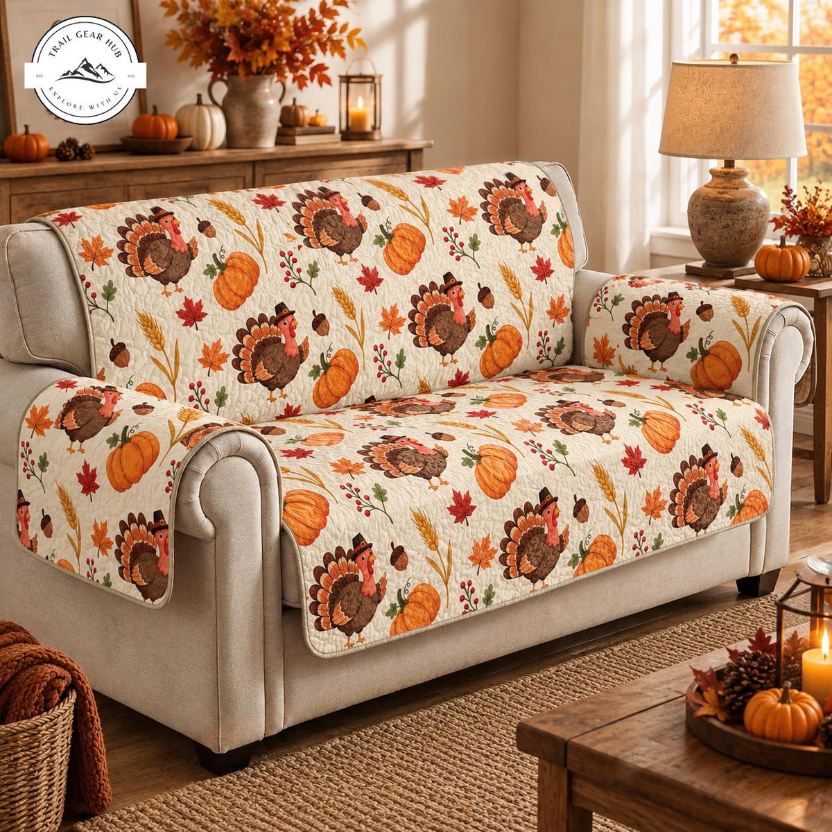 Thanksgiving Turkey Quilted Seat Sofa TG112
