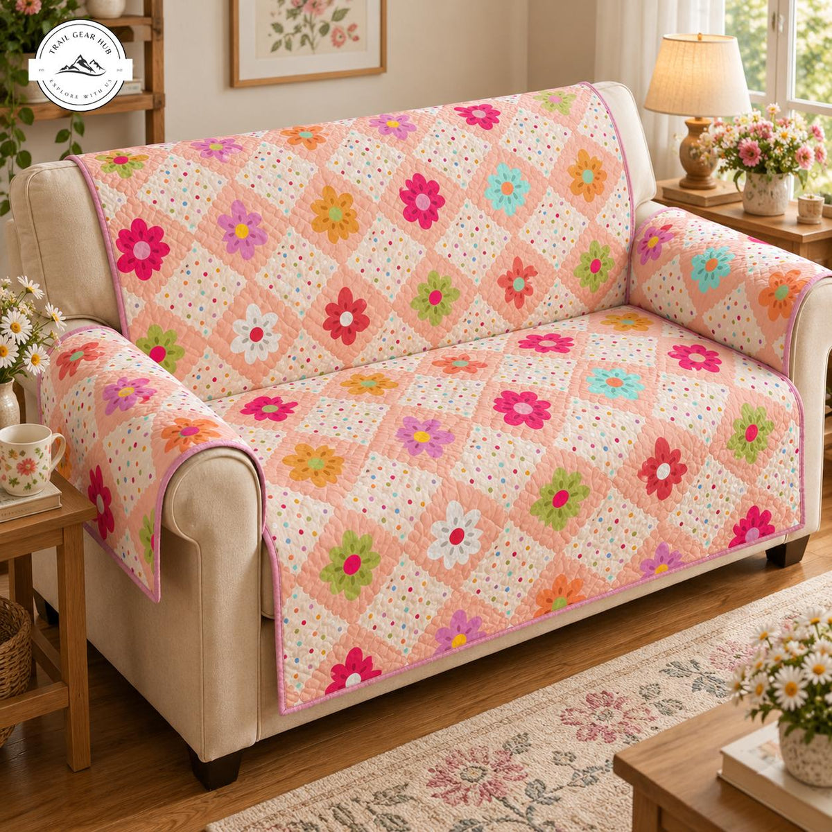 Vibrant Floral Quilted Seat Sofa TG162