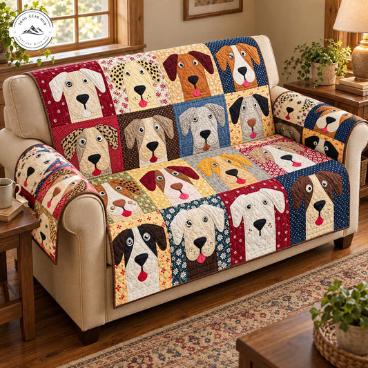 Patchwork Dog Pattern Quilted Seat Sofa TG163