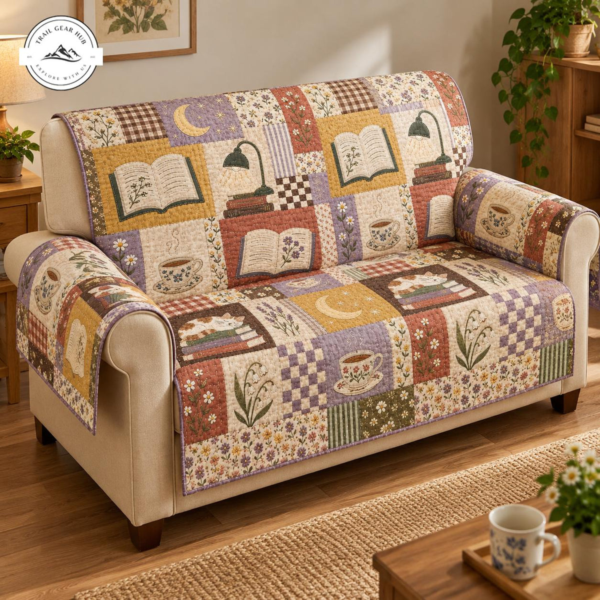 Vintage Bookworm Patchwork Quilted Seat Sofa TG169