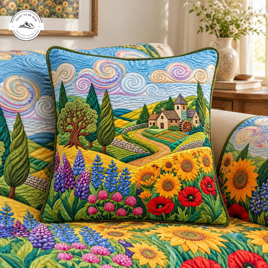 Artistic Sunflower & Poppy Quilted Pillow Cover TG188QLTPLC