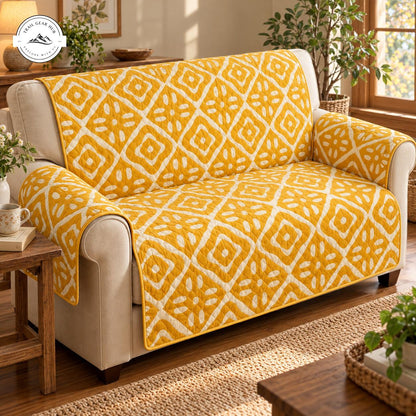 Yellow Geometric Quilted Seat Sofa TG198