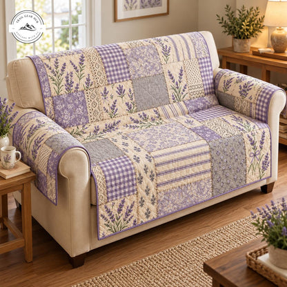 Vintage Floral & Checkered Patchwork Quilted Seat Sofa TG199