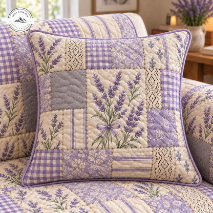 Vintage Floral & Checkered Patchwork Quilted Pillow Cover TG199QLTPLC