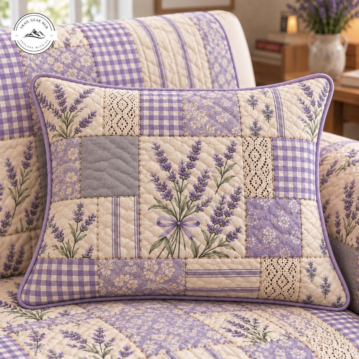 Vintage Floral & Checkered Patchwork Quilted Pillow Cover TG199QLTPLC