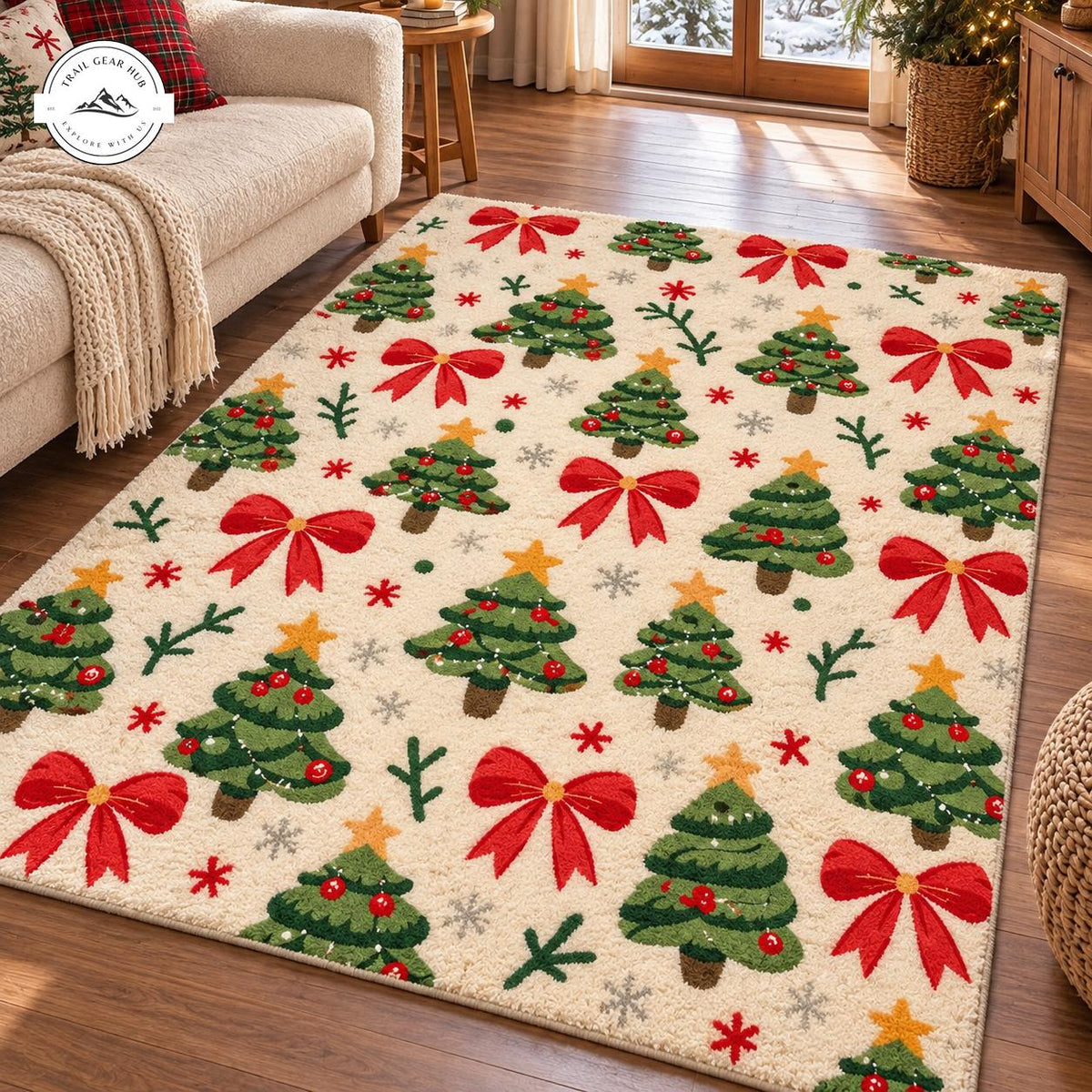 Festive Christmas Tree Premium Faux Cashmere Area Rug TG200FCARUG