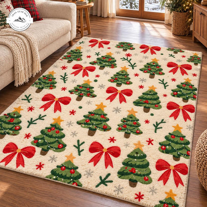 Festive Christmas Tree Premium Faux Cashmere Area Rug TG200FCARUG