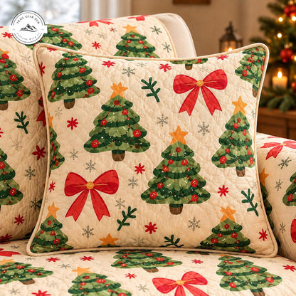 Festive Christmas Tree Quilted Pillow Cover TG200QLTPLC