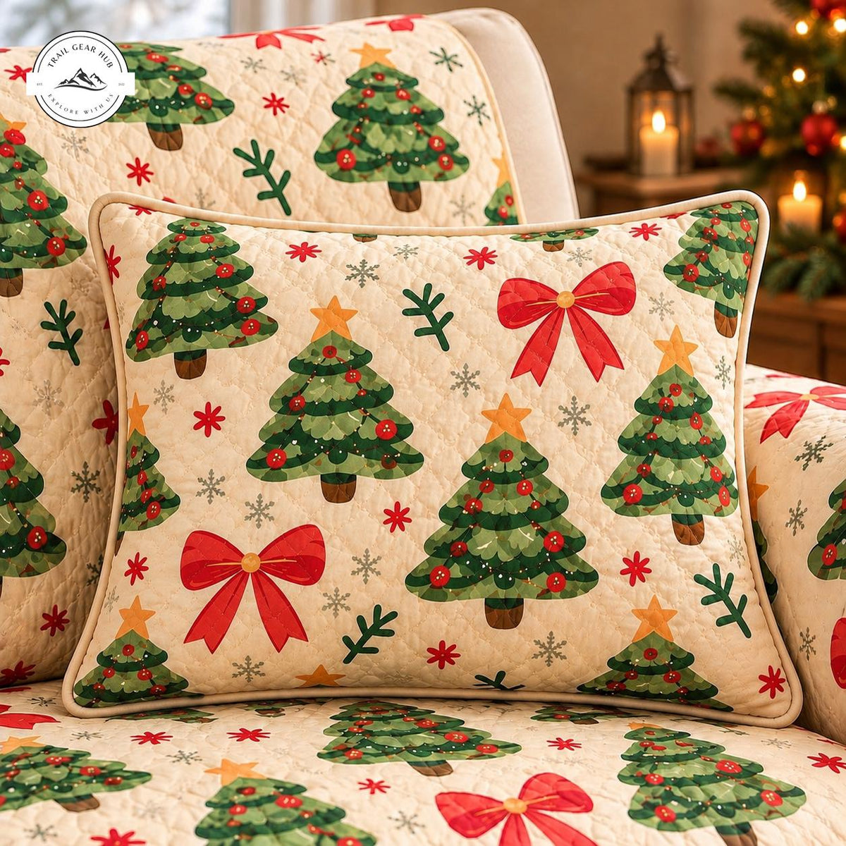 Festive Christmas Tree Quilted Pillow Cover TG200QLTPLC