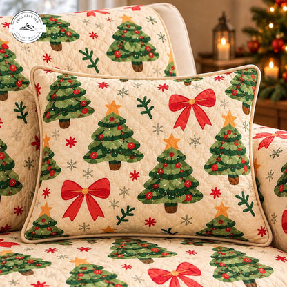 Festive Christmas Tree Quilted Pillow Cover TG200QLTPLC