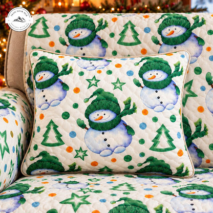 Christmas Snowman and Pine Tree Quilted Pillow Cover TG207QLTPLC