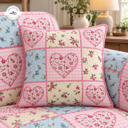 Vintage Heart & Floral Quilted Pillow Cover TG219QLTPLC
