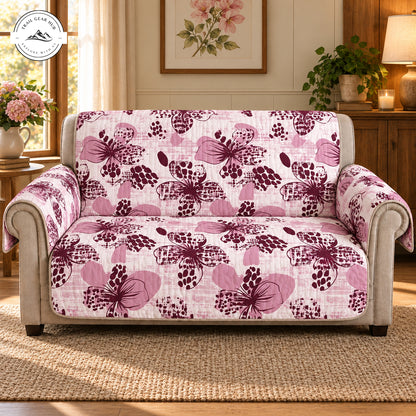 Vintage Burgundy Flower Quilted Seat Sofa TG234