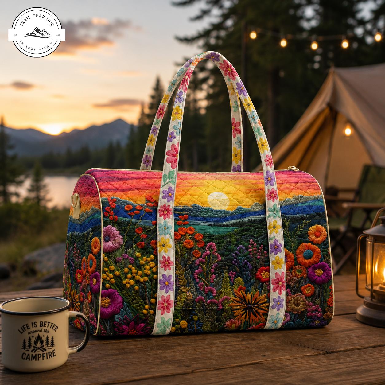 Wildflower Landscape Personalized Quilted Travel Bag TG06