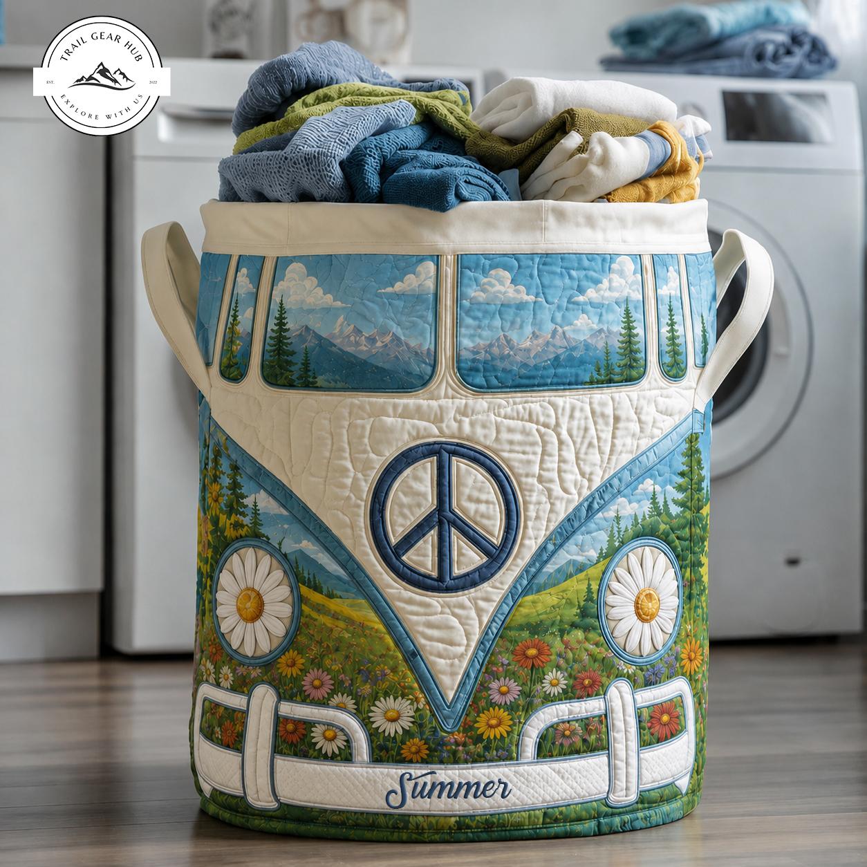 Hippie Van Personalized Quilted Laundry Basket TG09