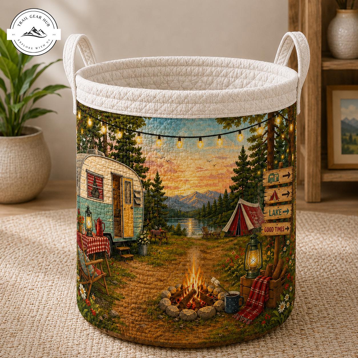 Lake Camping Adventure Quilted Laundry Basket TG16